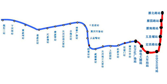 兰州地铁2号线线路图